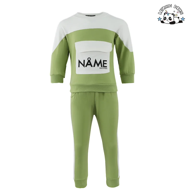 LEZONKIDS - Conjunto de Roupas Infantis Masculinas Novas para Outono de 2023, Estilo Esportivo, Lavado e Desbotado, Casual